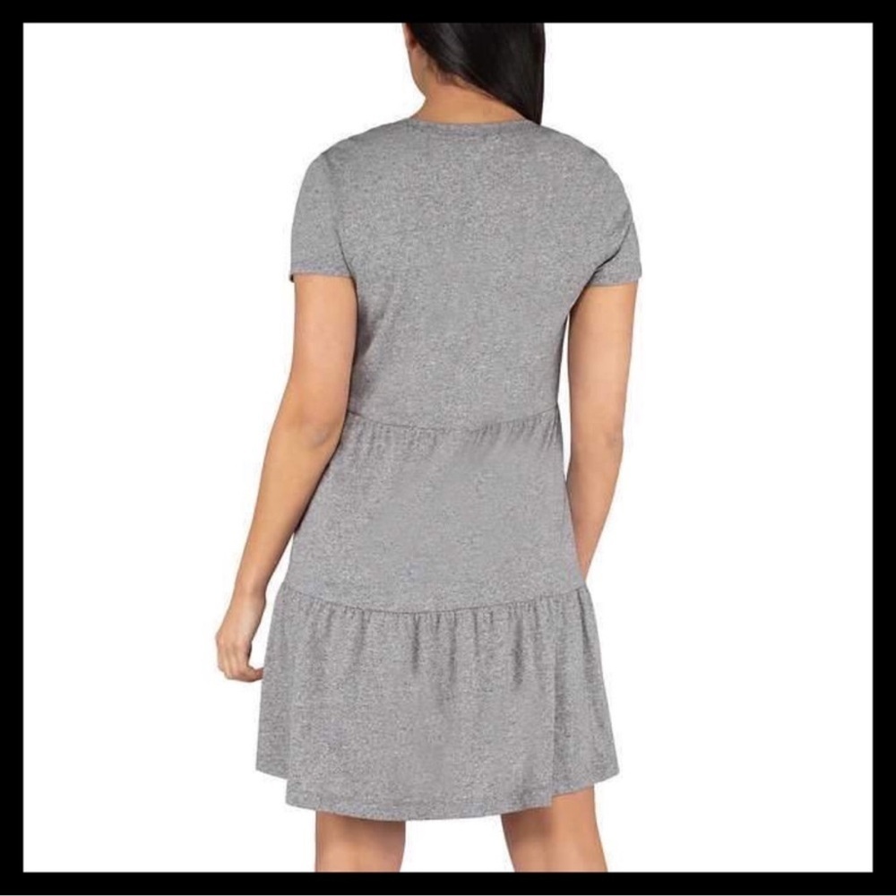 Nicole Miller Tiered Short Sleeve Dress in Grey NWT L Large - Picture 3 of 6